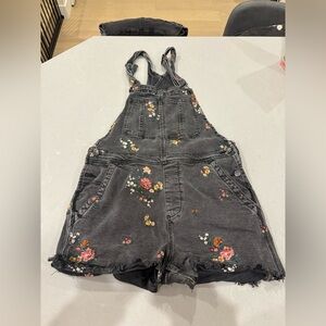 DRIFTWOOD Black Floral embroidered Shortalls